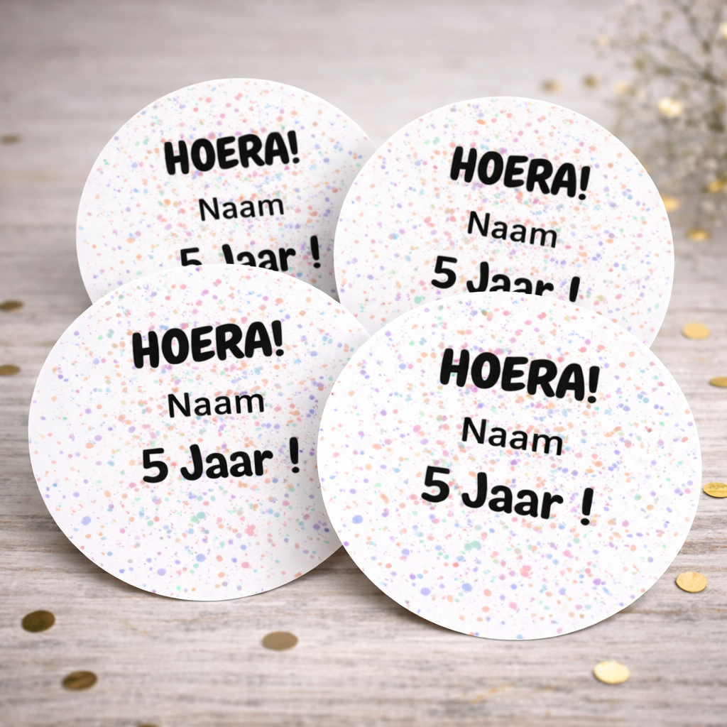 Sticker | Hoera Naam Jarig 1 t/m 13 | 10 stuks