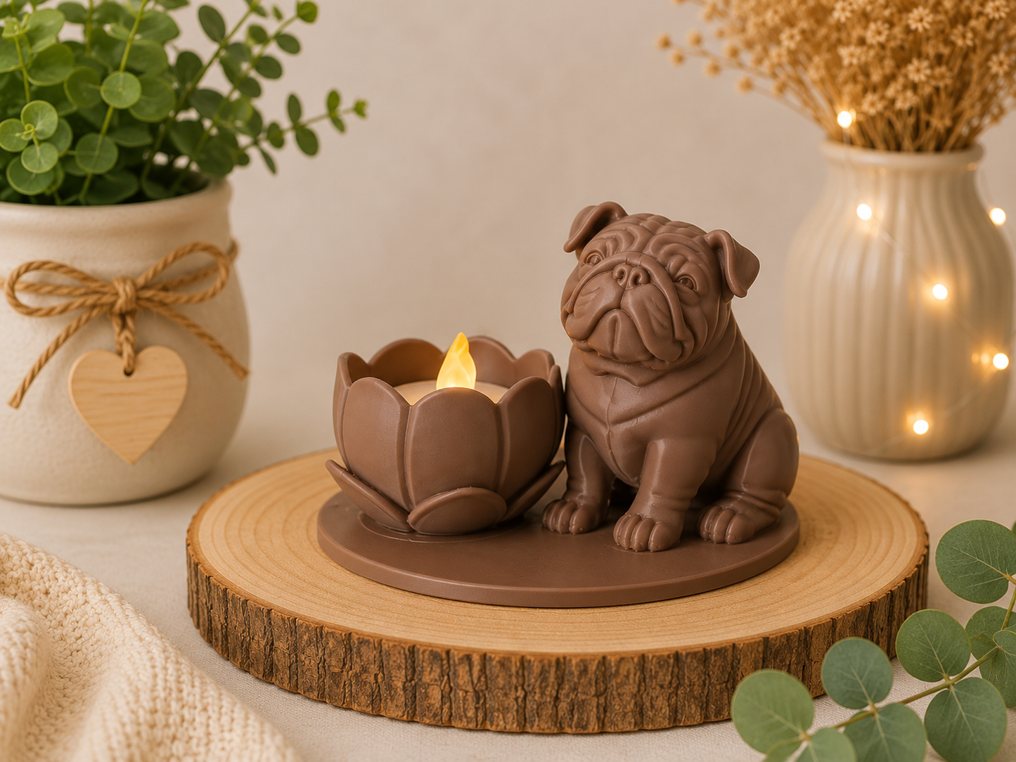 Engelse Bulldog led theelichthouder