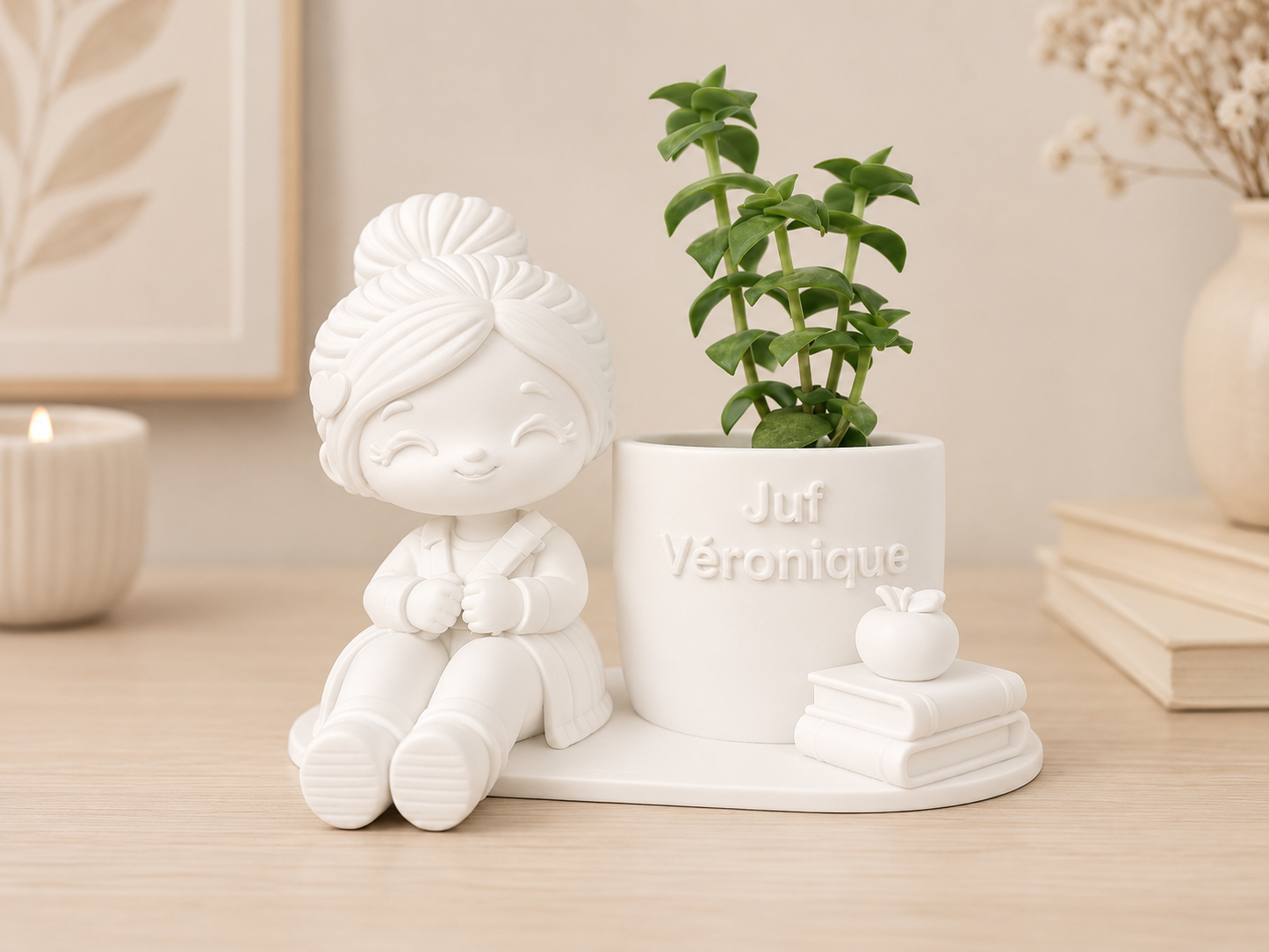 Pennenhouder met Plantjeshouder Juf met naam
