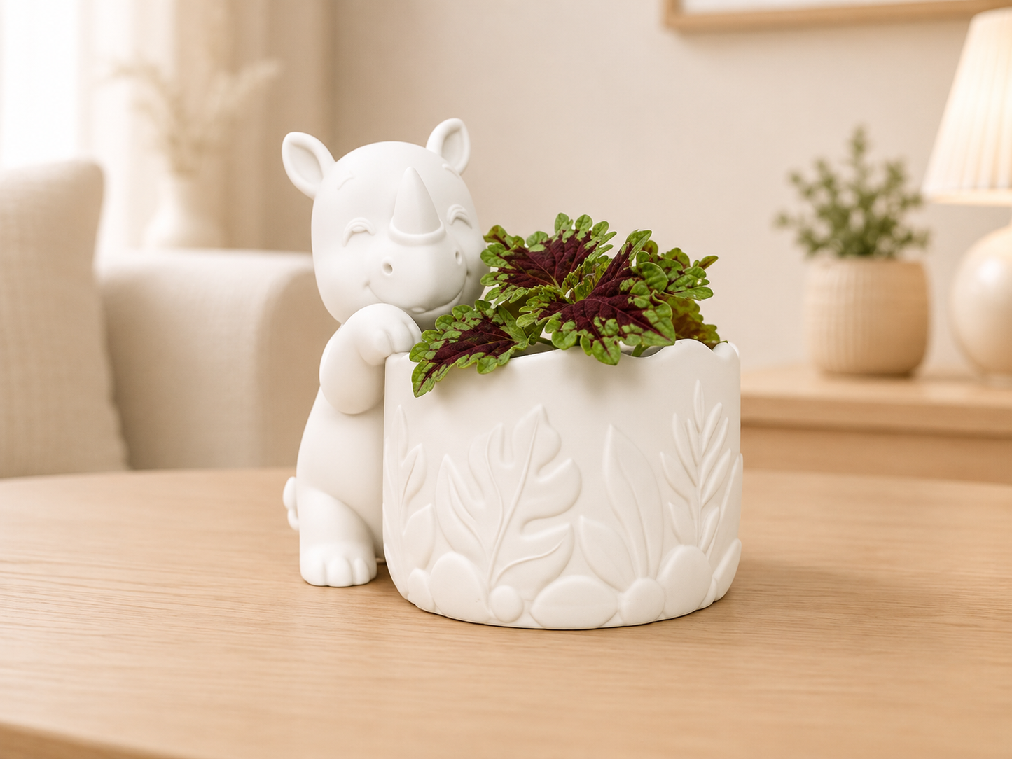 Neushoorn bloempot