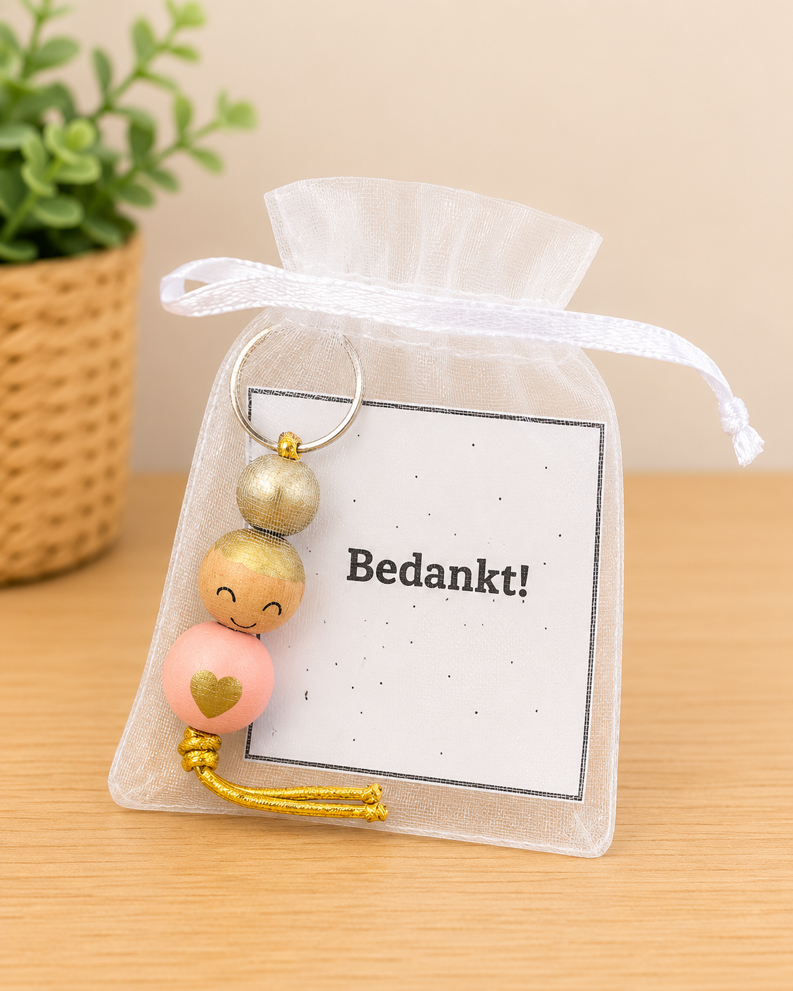 Gelukspoppetje met tekst Bedankt