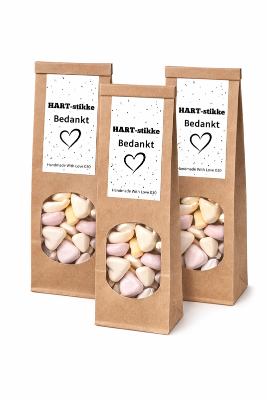 Cadeau zakje HART-stikke bedankt