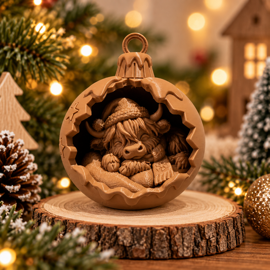 XL Highland Cow Kerstbal