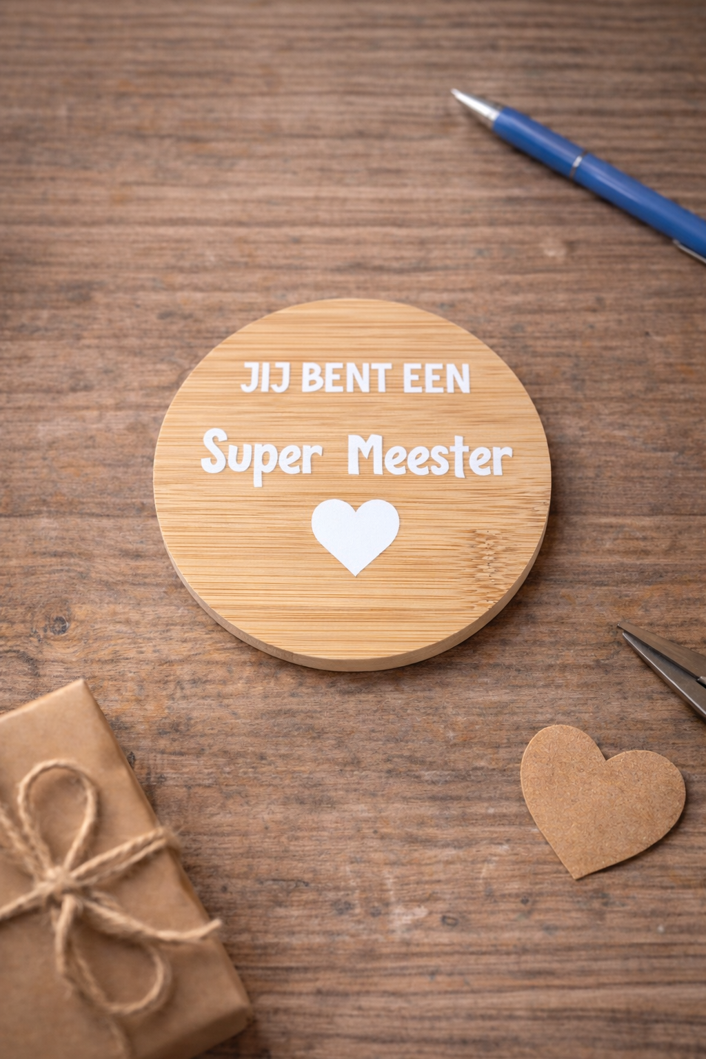 Onderzetter hout Meester