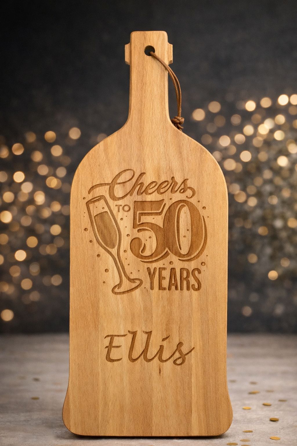Wijnfles borrelplank met Naam
