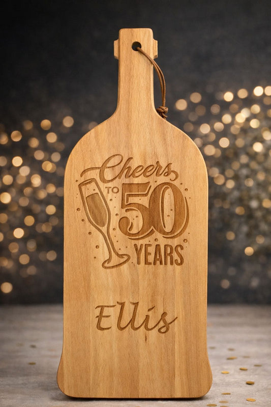 Wijnfles borrelplank met Naam