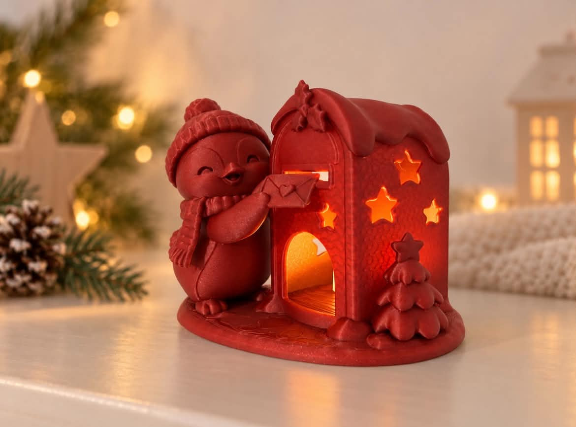 Kerstlichtje met vogeltje & brievenbus